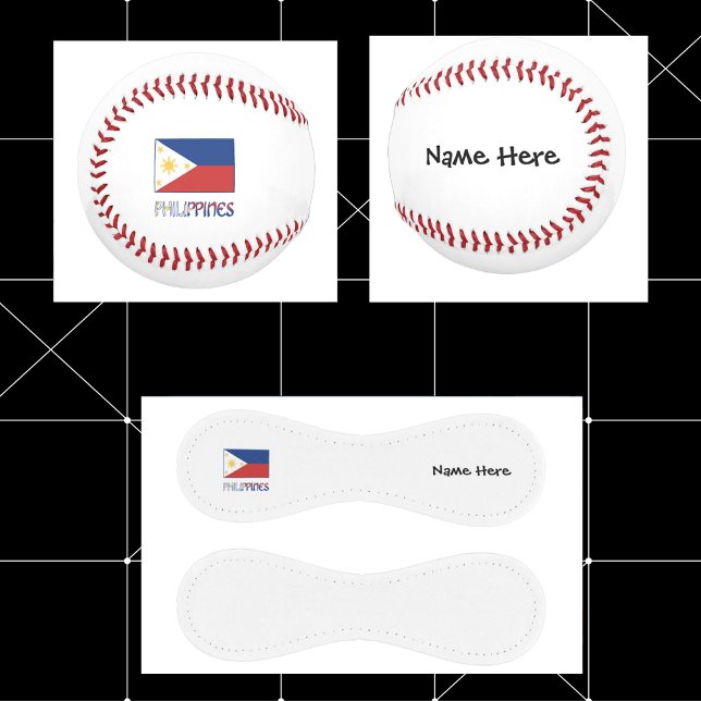 Balle De Baseball Philippines et drapeau philippin et votre nom (Créateur téléchargé)