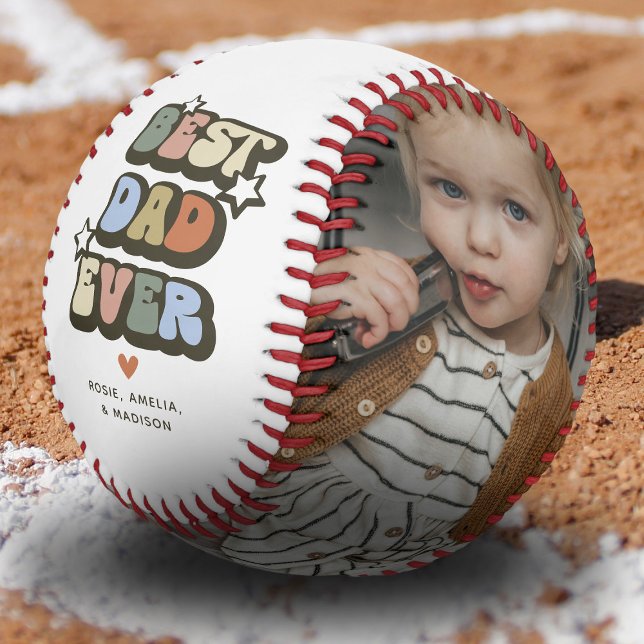 Balle De Baseball Photo Meilleur Papa Ever 2 Rétro (Créateur téléchargé)