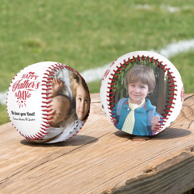 Balle De Baseball Photo personnalisée Fête des pères heureuse (Créateur téléchargé)