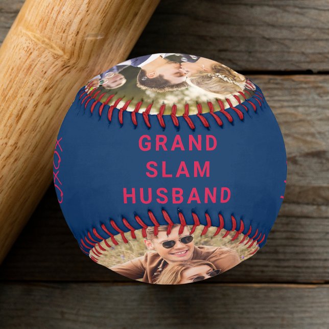 Balle De Baseball Photos personnalisées Mari bleu rouge (Créateur téléchargé)