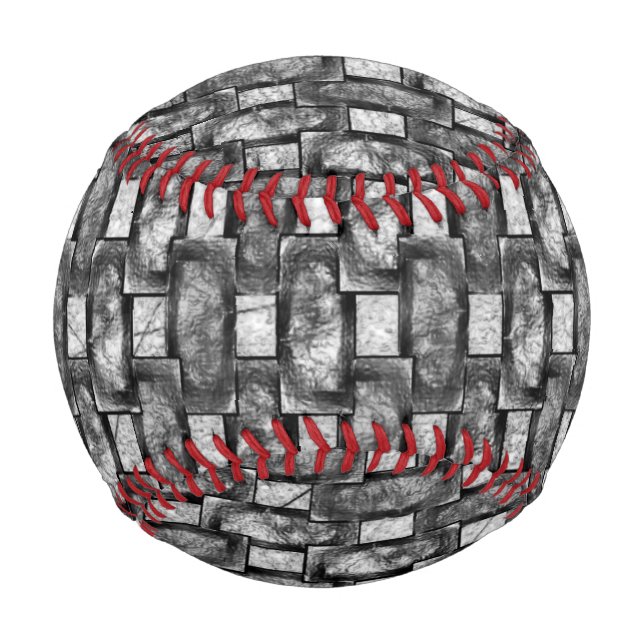 Balle De Baseball Plaques rectangulaires sculptées et tachées, gris  (Devant)