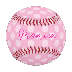 Balle De Baseball Point Polka rose clair personnalisé
