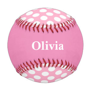 Balle De Baseball Polka Pote Rose Personnalisée Baseball