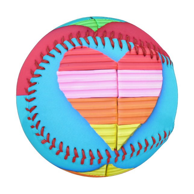 Balle De Baseball Pop Art Love Twin Rainbow Hearts (Devant Gauche)
