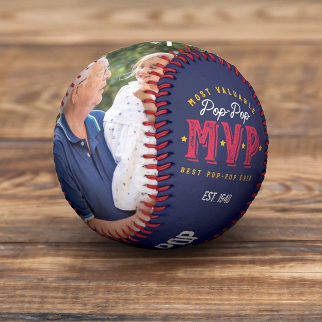 Balle De Baseball Pop-Pop MVP personnalisé 2 Monogramme photo le plu (Créateur téléchargé)