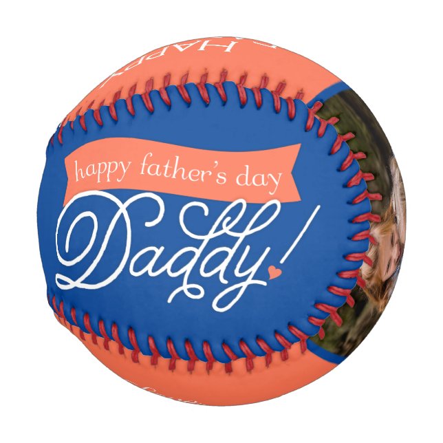 Balle De Baseball Pour Daddy Blue Happy Fête des pères Photo Basebal (Devant Droite)
