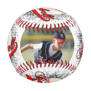 Balle De Baseball Red Black Baseball Retro Blanc avec photo