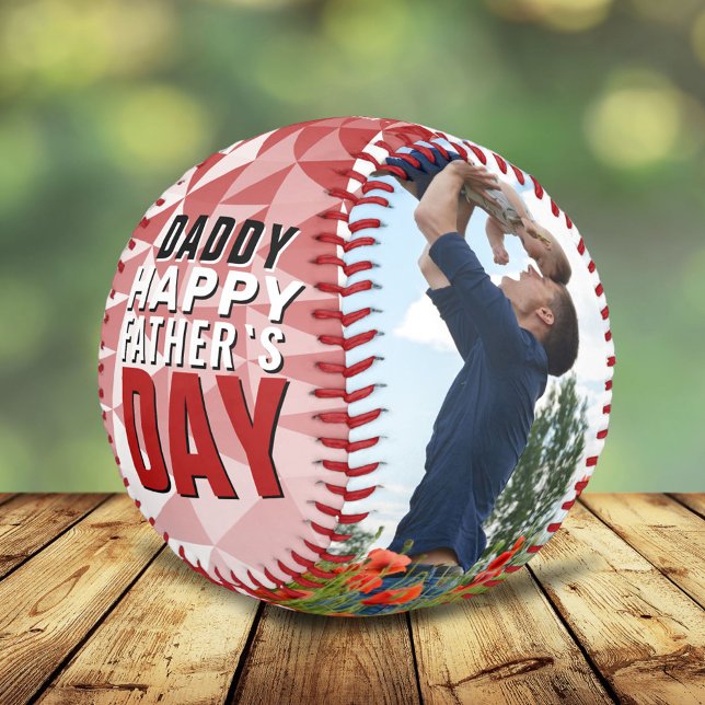 Balle De Baseball Red Geometrical Happy Father`s Day Photo Collage (Créateur téléchargé)