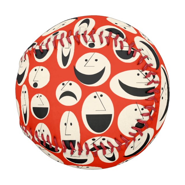 Balle De Baseball Retro Cartoon Façades Motif Baseball (Dos Gauche)