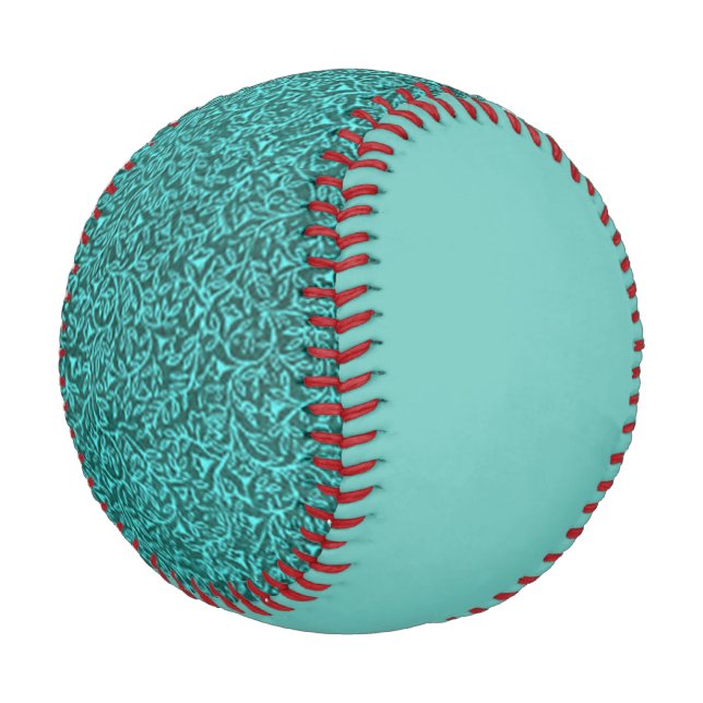 Balle De Baseball Retro Floral Jade Turquoise Turquoise (Angle)