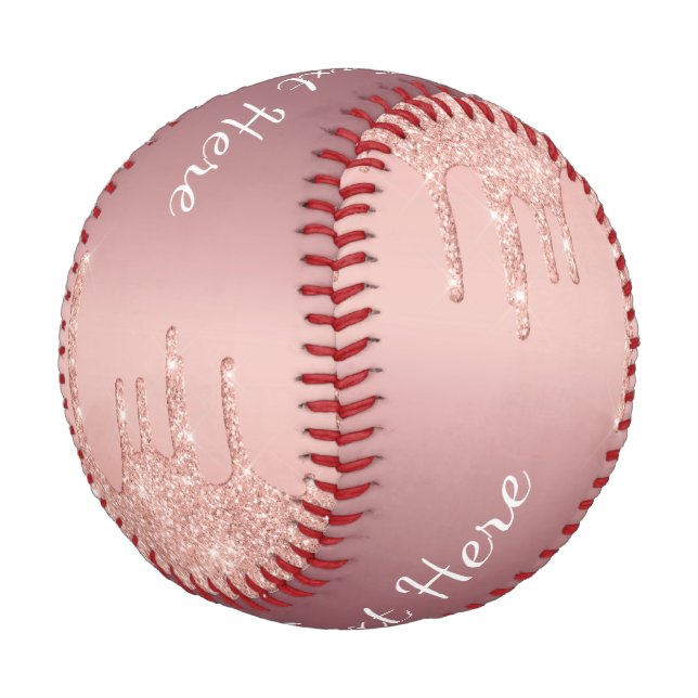 Balle De Baseball Rose Gold Parties scintillant Baseball avec nom de (Angle)