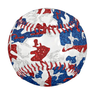 Balle De Baseball Rouge, Blanc & Bleu Camo 4 Juillet Paillettes