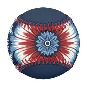 Balle De Baseball Rouge, Blanc & Bleu Tie-dye