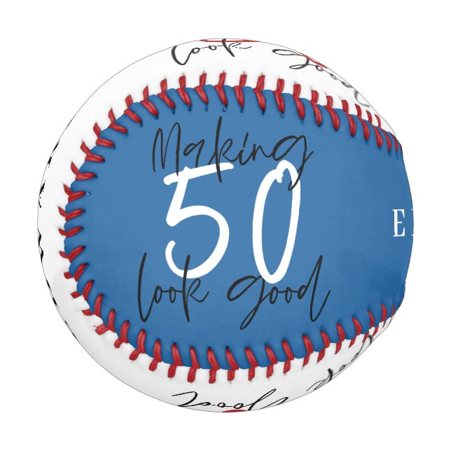Balle De Baseball rouge, blanc et bleu 50e anniversaire chic moderne (Devant Gauche)