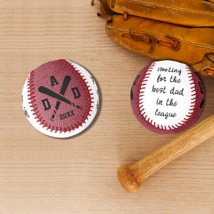 Balle De Baseball Rouge Faux Cuir Monogrammé Bonne Fête des pères