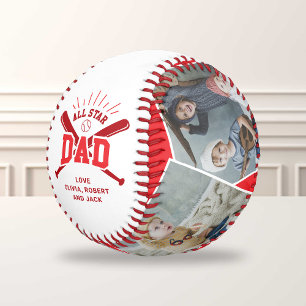 Balle De Baseball Rouge « Papa Toutes Étoiles » personnalisé