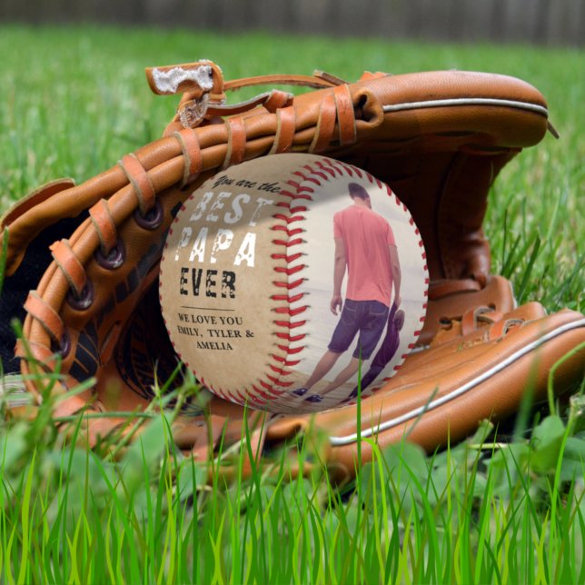 Balle De Baseball Rustic Best Papa's Day 2 Photo Collage (Créateur téléchargé)