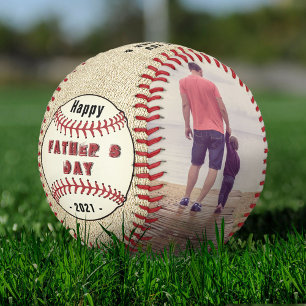 Balle De Baseball Rustic Happy Father`s Day 2 Photo Collage
