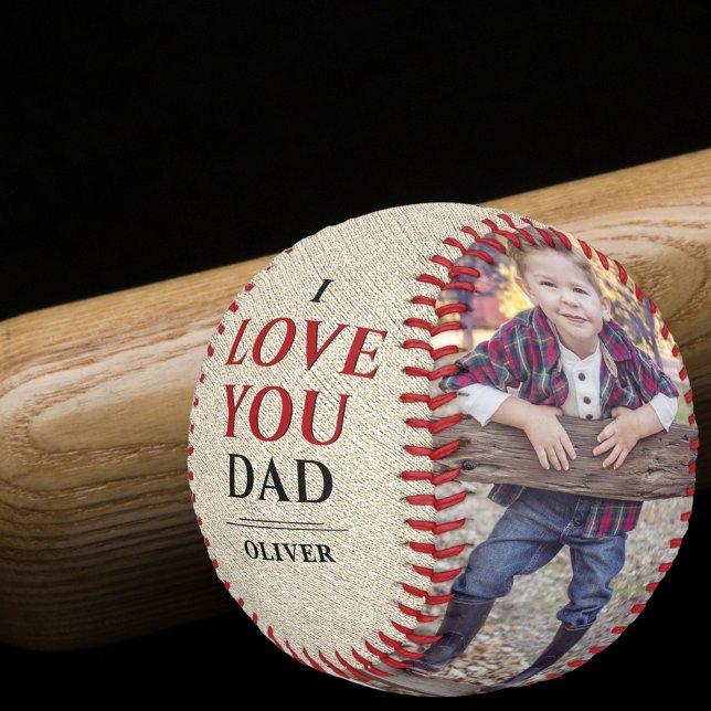 Balle De Baseball Rustic Love You Dad`s Day 2 Photo Collage (Créateur téléchargé)