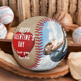Balle De Baseball Rustic Red Heart Heureuse Sainte-Valentin 2 Photo