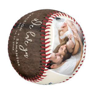 Balle De Baseball Rustic Super Papa Famille Photo Collage Anniversai