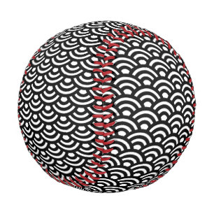 Balle De Baseball Seigaiha, Vagues, Japonais, Noir et Blanc