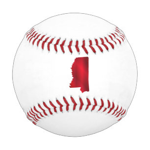 Balle De Baseball Silhouette de la carte d'état du Mississippi