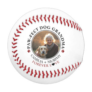 Balle De Baseball Simple Black Text Drôle Chien Grandma Photo