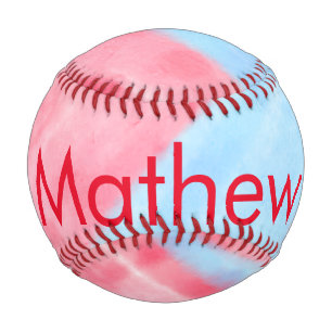 Balle De Baseball simple initial letter mongram add your name red b