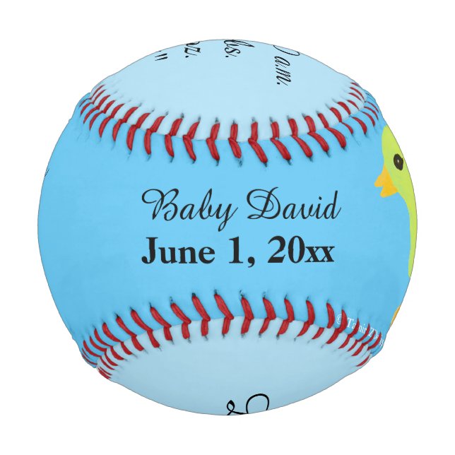 Balle De Baseball Statistiques de naissance de bébé garçon Jaune Duc (Devant)