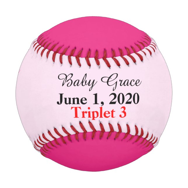 Balle De Baseball Statistiques de naissance rose Triplet Girl (Devant)