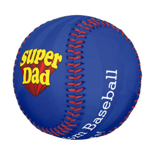 Balle De Baseball Super Papa Rouge Jaune Bleu Fête des pères Super