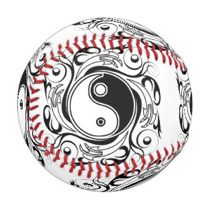 Balle De Baseball Symbole Yin & Yang Tatouage Noir et Blanc