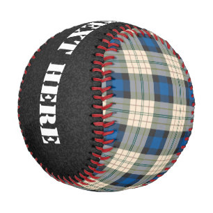 Balle De Baseball Tartan plaids motif - beige bleu traditionnel