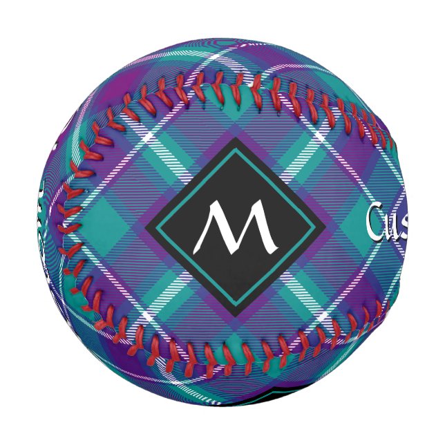 Balle De Baseball Tartan vert de mer, violet et bleu (Devant Gauche)