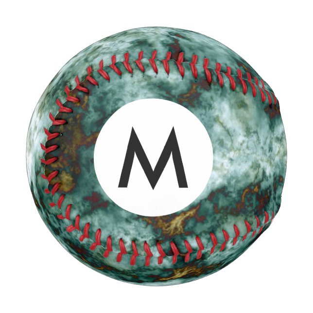 Balle De Baseball Texture de marbre vert avec des veines (Devant Gauche)