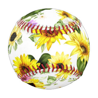 Balle De Baseball Tournesol à l'aquarelle 7