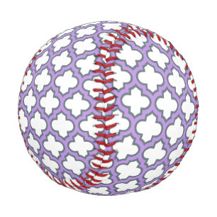 Balle De Baseball Trellis blanc et violet, treillis, Quatrefoil
