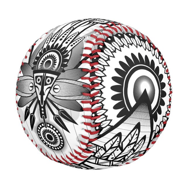 Balle De Baseball Tribal autochtone Abstrait (Angle)