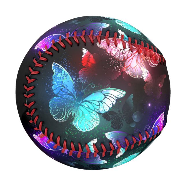 Balle De Baseball Trois papillons brillants sur l'arrière - plan de  (Devant Gauche)