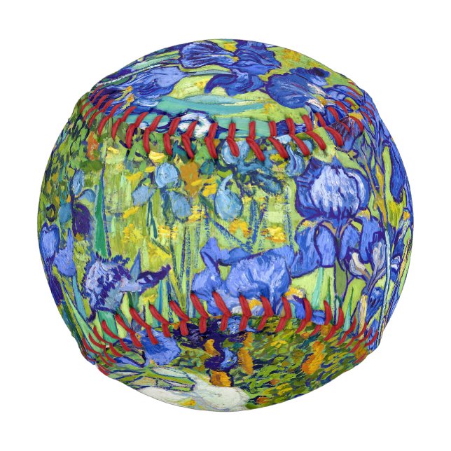 Balle De Baseball Van Gogh Irises fleurs éclatantes peinture fine (Dos)