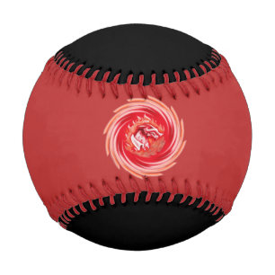 Balle De Baseball Wild Wolf Whirling de base-ball rouge et noir