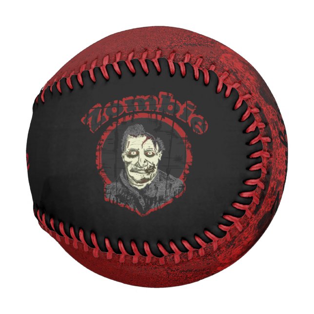 Balle De Baseball Zombie, Baseball - Rouge et Noir 2 (Dos Gauche)
