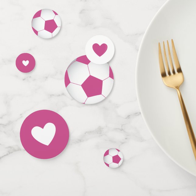 Balle de football rose et coeur | Confettis (Groupe)