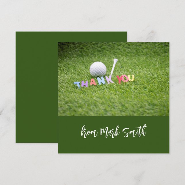 Balle de golf avec le mot Merci pour le golfeur (Devant / Derrière)