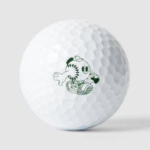 Balle de golf avec personnage de dessin animé rétr