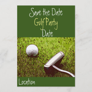 Balle de golf avec putter sur invitation en gazon 