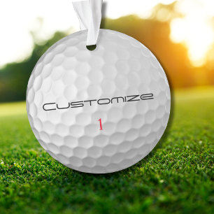 Balle de golf blanche texturée avec nom et numéro
