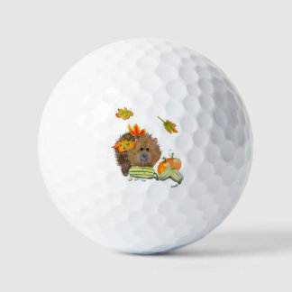 Balle de golf d'automne Hérisson avec citrouille