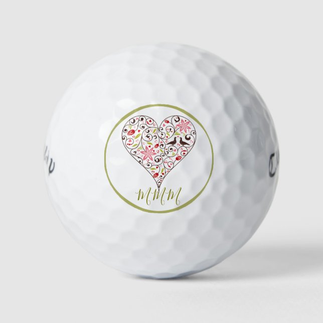 BALLE DE GOLF INITIALE PERSONNALISÉE AU COEUR SCAN (Devant)